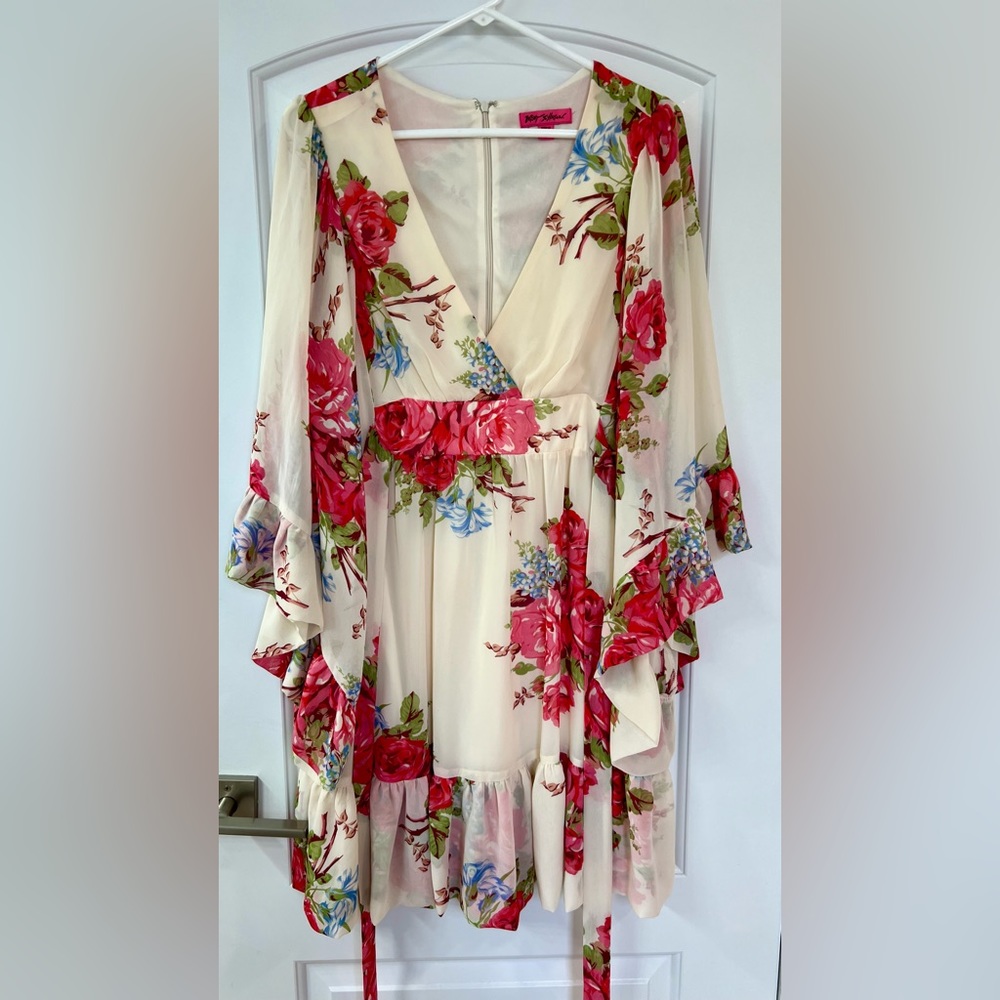 Betsey Johnson Women Dress Size 14 Floral Spring Summer Parties So Pretty